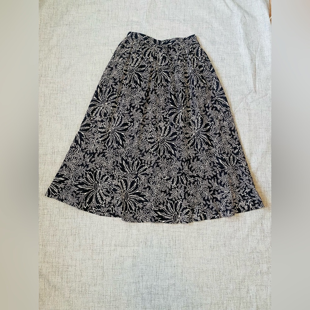Size 14 Cachareal French Midi Black & White Floral Print - Picture 4 of 9